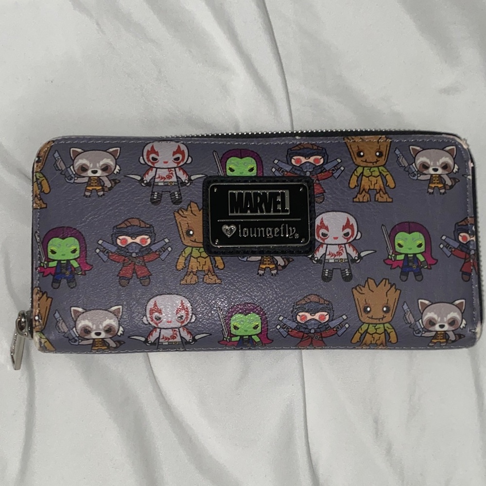 Loungefly MARVEL Guardians of the Galaxy Chibi Style Checkbook Size Zip Wallet
